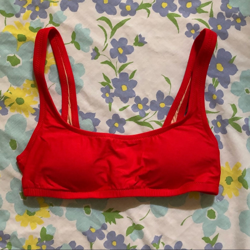 JCrew 1989 scoopneck bikini top S Bright Cerise